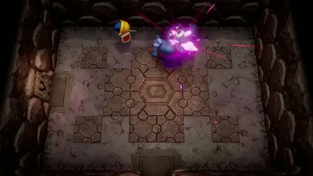 The Boomerang striking the Blue Hinox in a burst of purple light The Boomerang striking the Blue Hinox in a burst of purple light