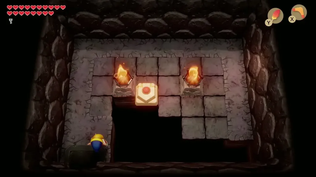 The red-button block steered across the floor, leaving tiles missing The red-button block steered across the floor, leaving tiles missing