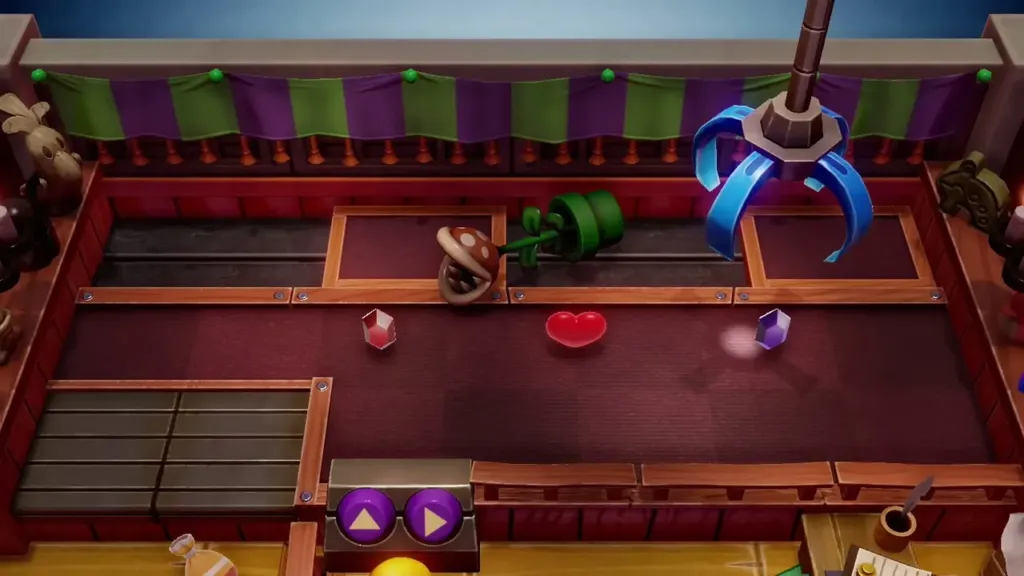 Crane claw steering toward the flower head of the lying Piranha Plant Crane claw steering toward the flower head of the lying Piranha Plant