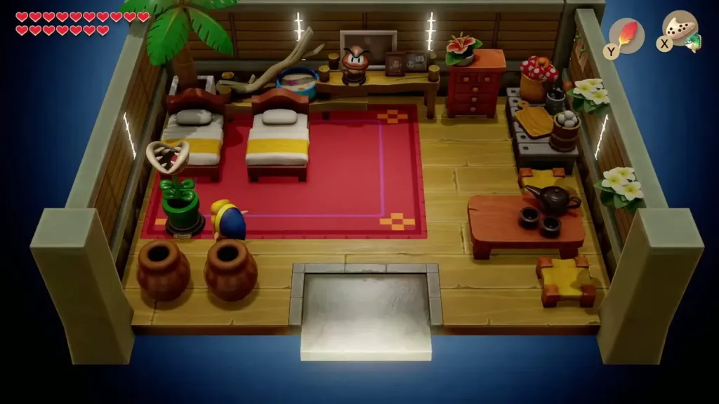 Piranha Plant figure standing beside the beds in the house Piranha Plant figure standing beside the beds in the house