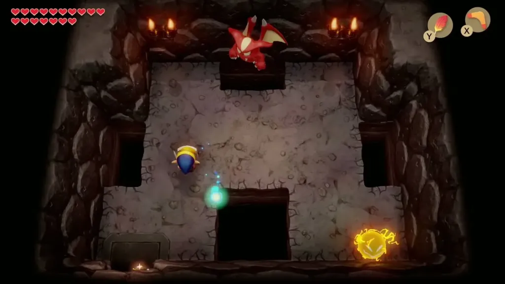 A Vire flying above Link in a room with pits A Vire flying above Link in a room with pits