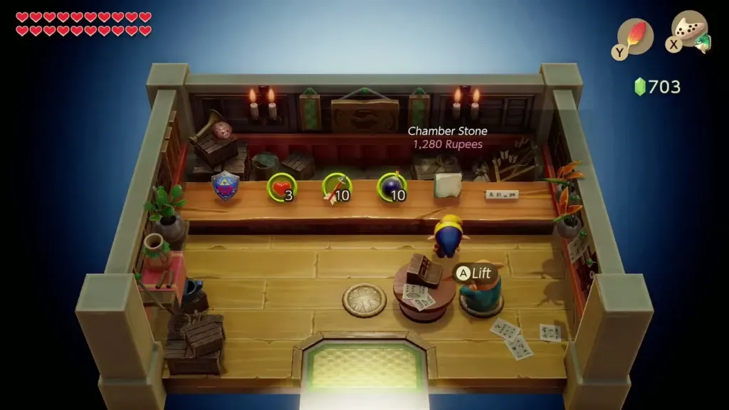 The Town Tool Shop shelf with a Chamber Stone priced at 1,280 Rupees
