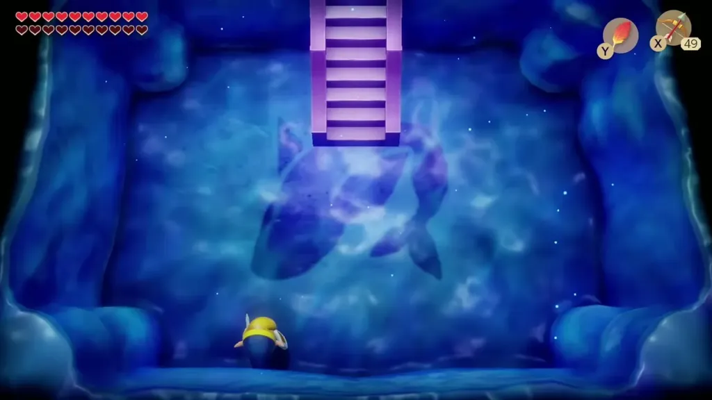 A staircase rising from the arena after the final boss falls