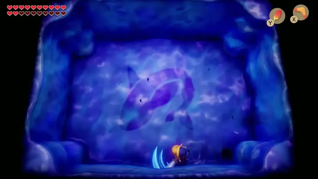 Link performing a spin attack at the bottom of the arena