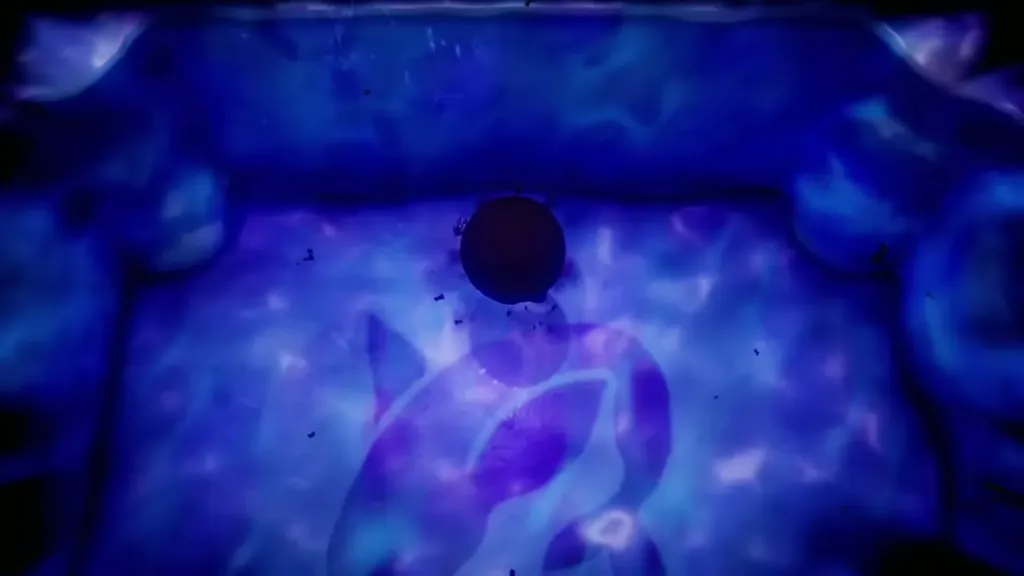 A dark orb of the Shadow Nightmare rising over the Wind Fish silhouette