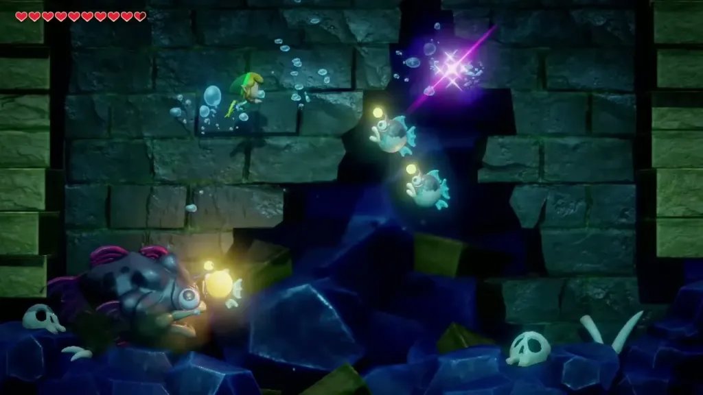 Small Angler Fry swimming toward Link near the Angler Fish Small Angler Fry swimming toward Link near the Angler Fish