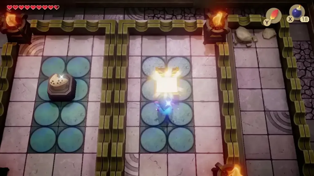 Link opening the chest beside the Ocarina pedestal Link opening the chest beside the Ocarina pedestal