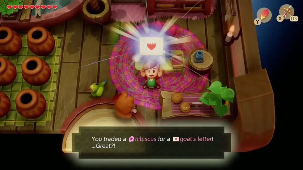 Link holding up the Goat's Letter in Christine's house Link holding up the Goat's Letter in Christine's house
