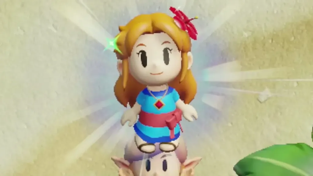 Marin glowing happily above Link after agreeing to join him Marin glowing happily above Link after agreeing to join him