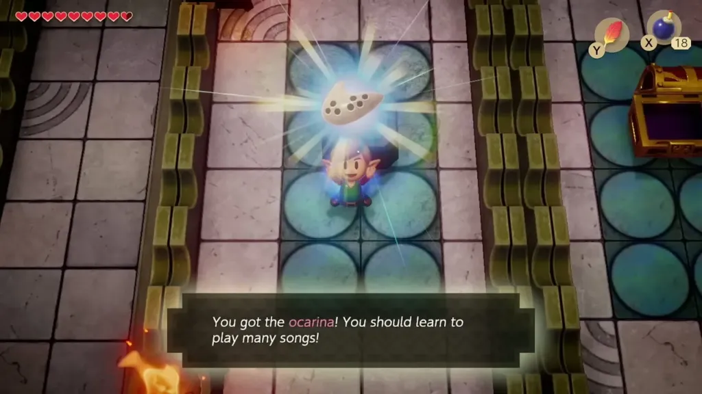 Link holding up the Ocarina with its name box Link holding up the Ocarina with its name box