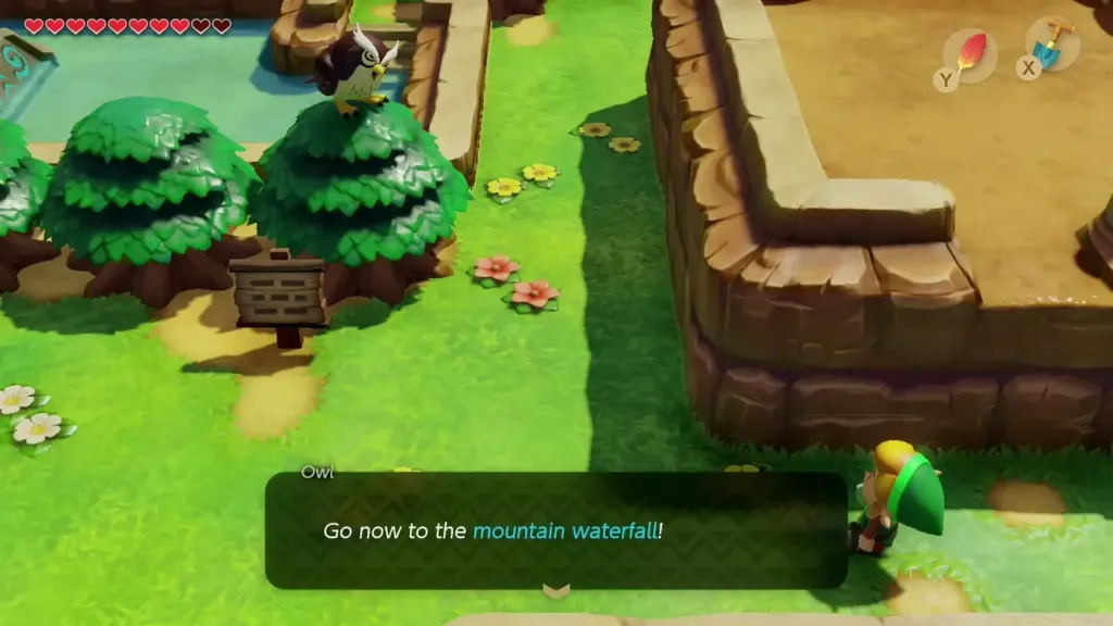 The Owl telling Link to go now to the mountain waterfall The Owl telling Link to go now to the mountain waterfall