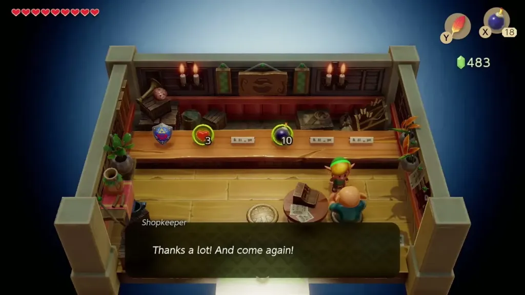 Shopkeeper thanking Link as the rupee counter drops after the Bow purchase Shopkeeper thanking Link as the rupee counter drops after the Bow purchase