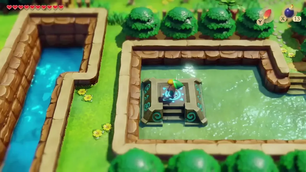 Link standing on the warp pad at Tal Tal Heights Link standing on the warp pad at Tal Tal Heights