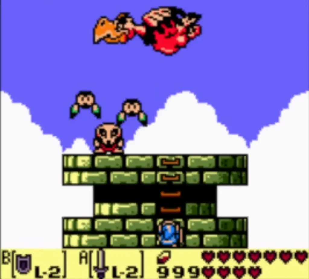 Grim Creeper and two Keese on the roof platform above the clouds