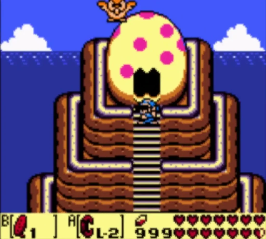 Owl hovering above the Wind Fish's Egg as its doorway opens Owl hovering above the Wind Fish's Egg as its doorway opens