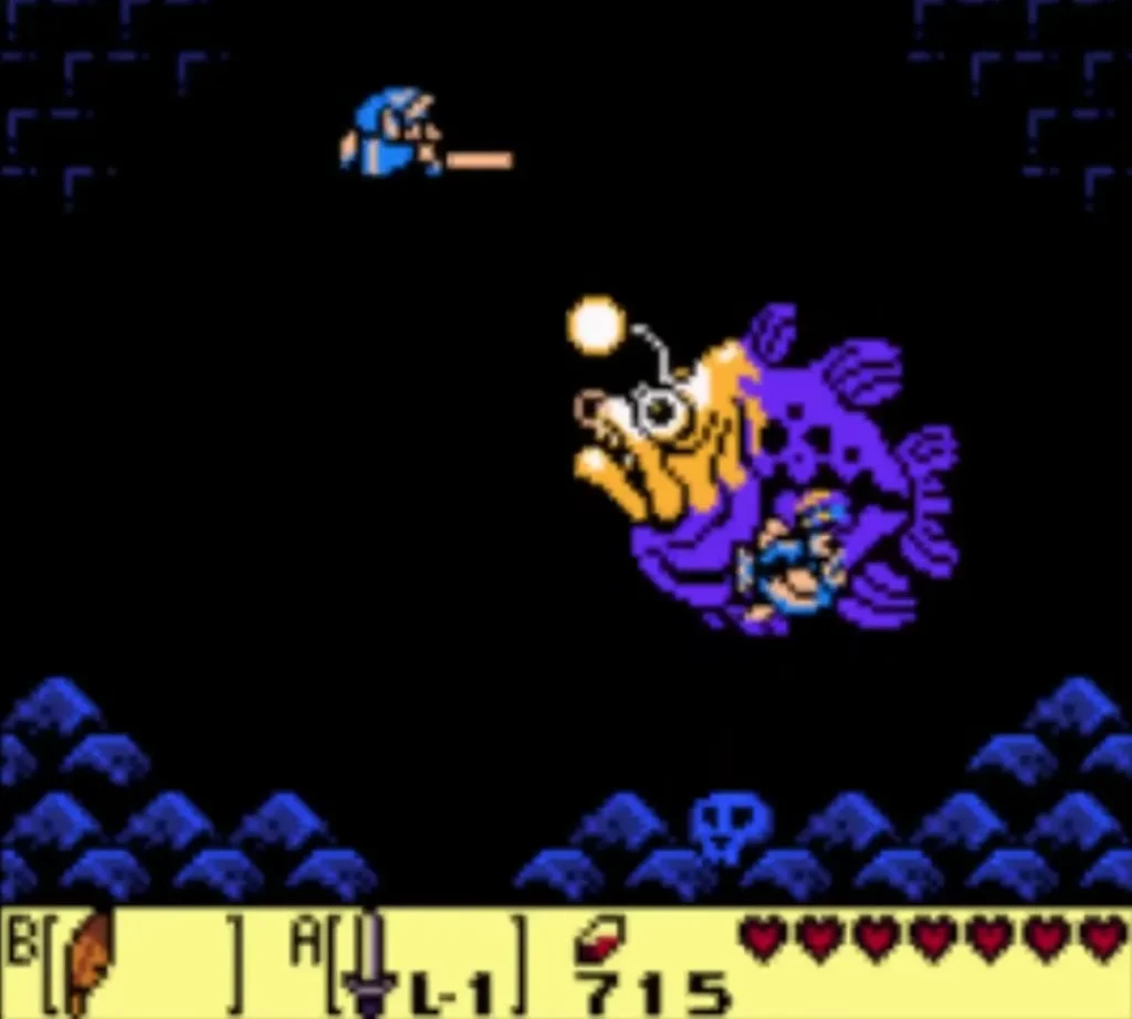 Angler Fry swimming around Link in the Angler Fish arena Angler Fry swimming around Link in the Angler Fish arena