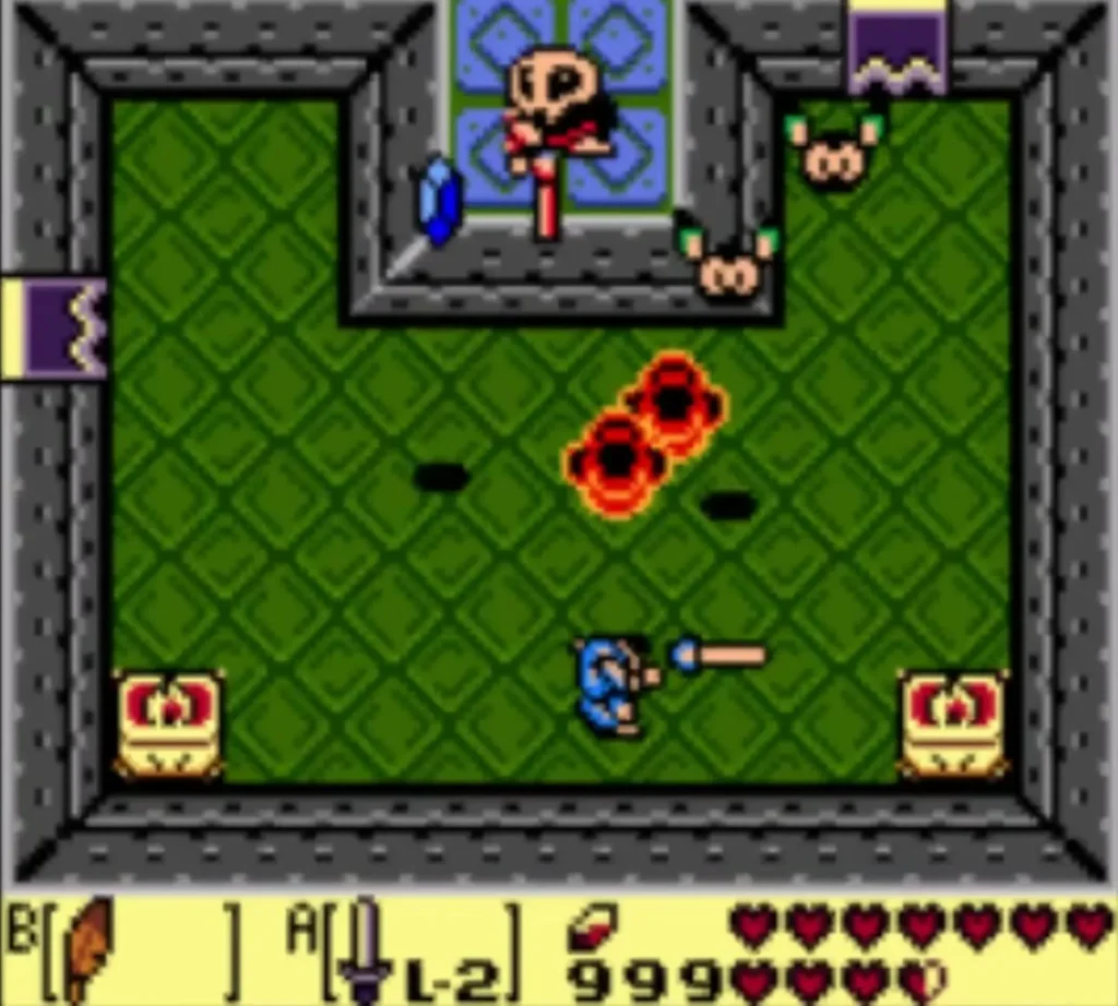 A Battle Bat bursts into flames after Link's Sword catches it A Battle Bat bursts into flames after Link's Sword catches it