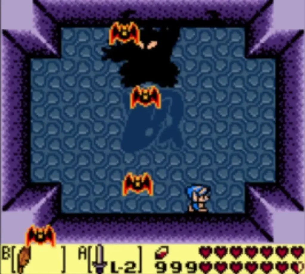 Orange Blazing Bats flying around Ganon's Shadow while Link keeps moving Orange Blazing Bats flying around Ganon's Shadow while Link keeps moving