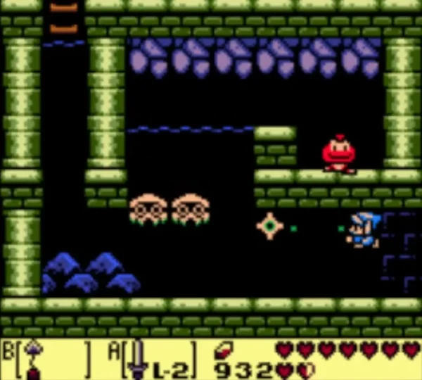 Two Bloobers drifting in the flooded side-scrolling passage with Link swimming beside them Two Bloobers drifting in the flooded side-scrolling passage with Link swimming beside them