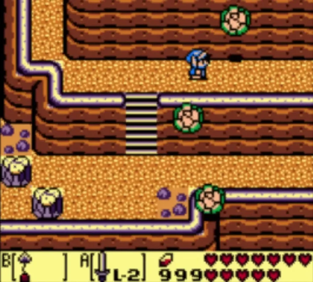 Three rolling boulders tumble down the Tal Tal Mountain Range slopes as Link walks the ledge Three rolling boulders tumble down the Tal Tal Mountain Range slopes as Link walks the ledge