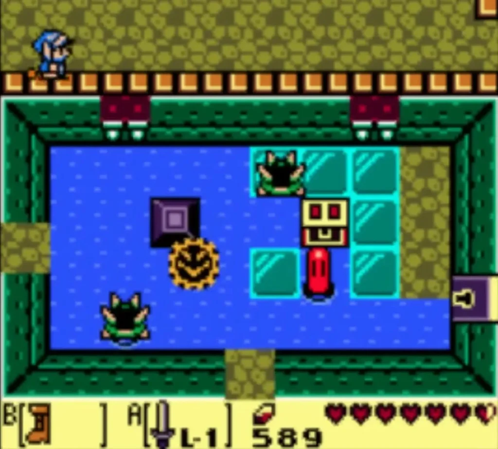A Cheep-Cheep swimming near the raised tiles and chest of the water room A Cheep-Cheep swimming near the raised tiles and chest of the water room