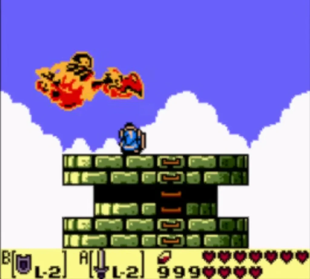 The Evil Eagle wreathed in flames flying above the tower roof The Evil Eagle wreathed in flames flying above the tower roof
