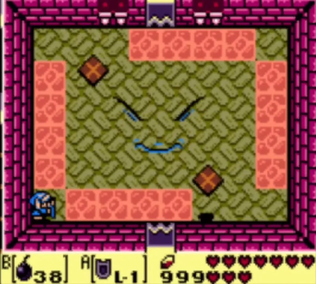Two floor tiles fly across the room while Facade’s face shows in the floor Two floor tiles fly across the room while Facade’s face shows in the floor