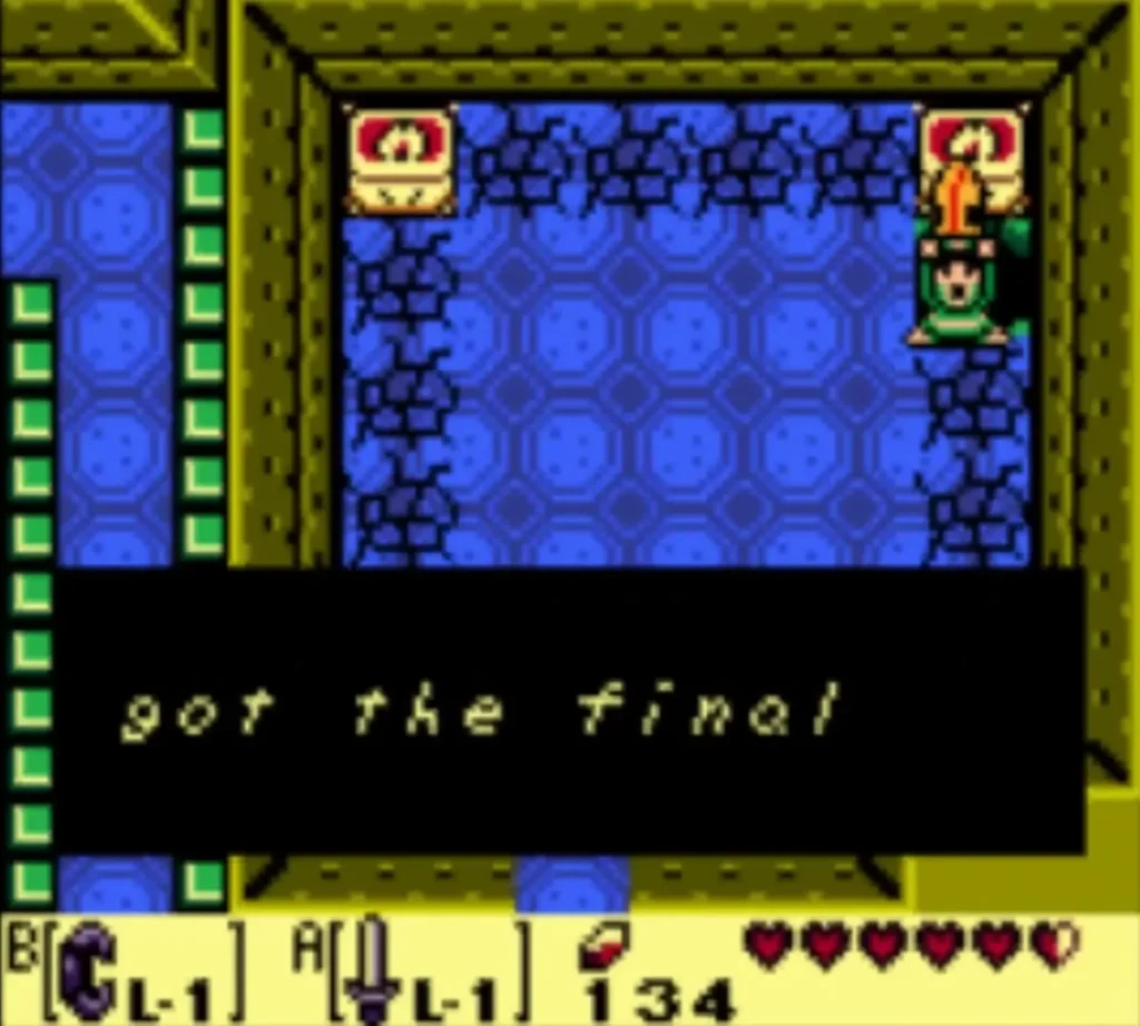 Link holds up the Golden Leaf dropped by the soldier, with the message about the final Golden Leaf Link holds up the Golden Leaf dropped by the soldier, with the message about the final Golden Leaf