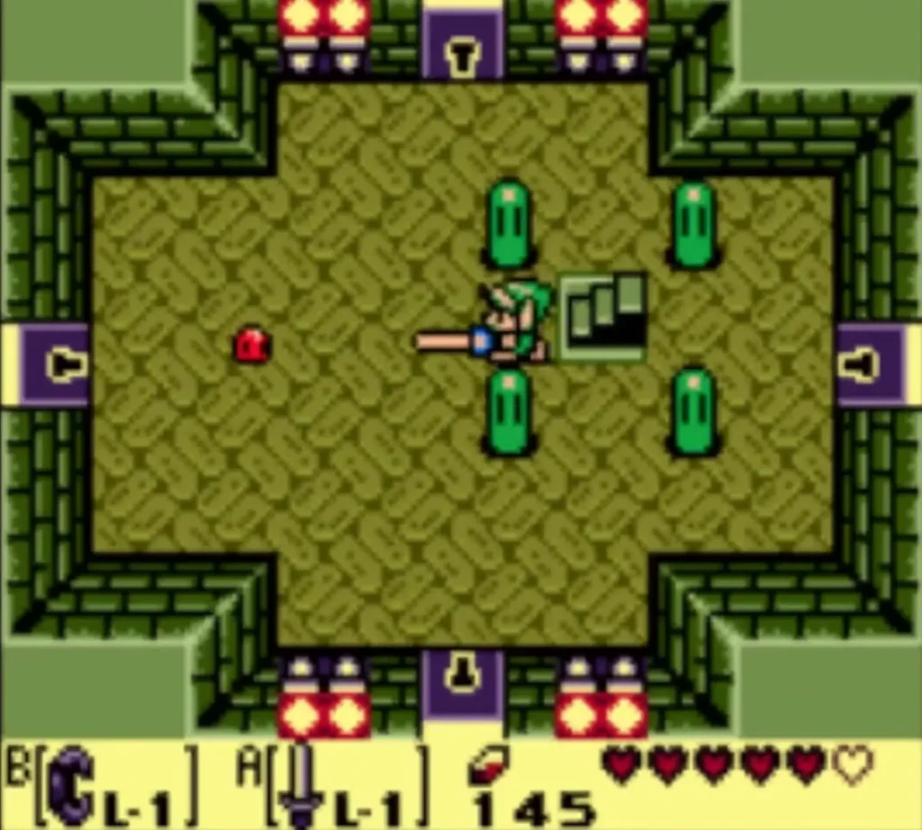 Four green Zols ring Link in the center of a Key Cavern room Four green Zols ring Link in the center of a Key Cavern room