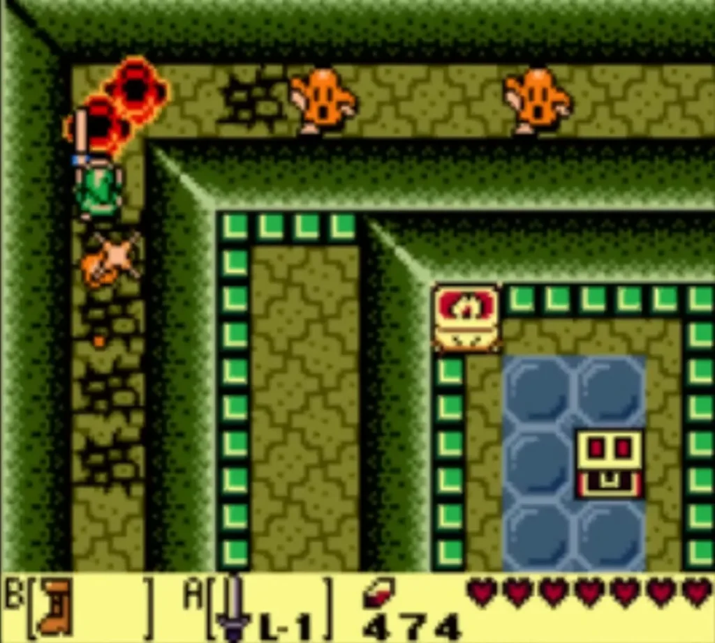 Link slashes an Arm-Mimic with the Sword as more wait along the Dream Shrine passage Link slashes an Arm-Mimic with the Sword as more wait along the Dream Shrine passage