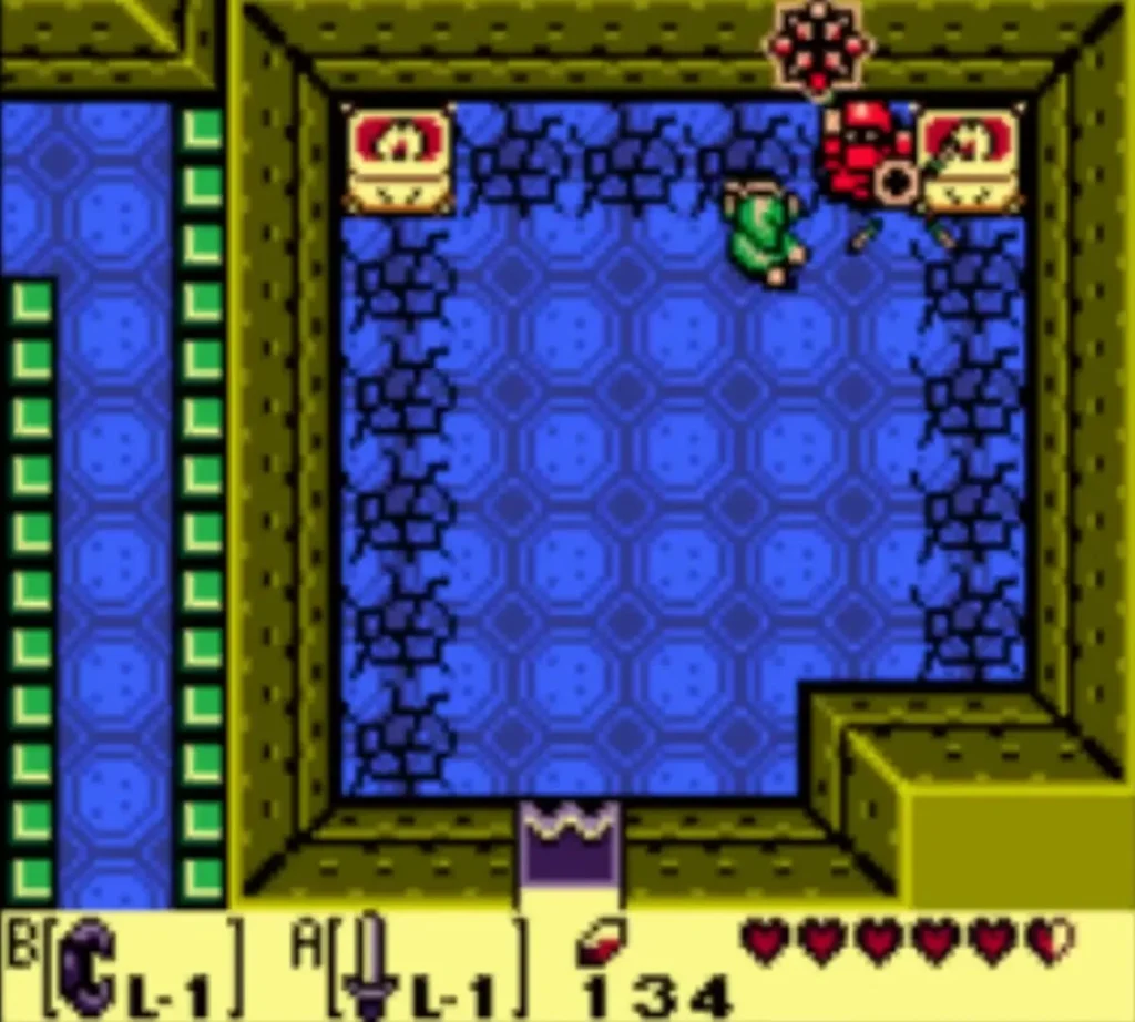 Link slashes the Ball and Chain Soldier while he is not swinging in the castle room Link slashes the Ball and Chain Soldier while he is not swinging in the castle room