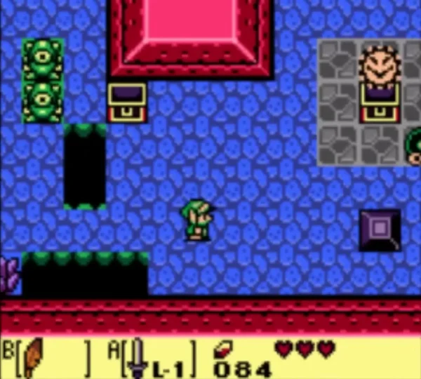 A spiky orange Star sitting beside the chest on a grey tile patch in a blue-floored Tail Cave room A spiky orange Star sitting beside the chest on a grey tile patch in a blue-floored Tail Cave room