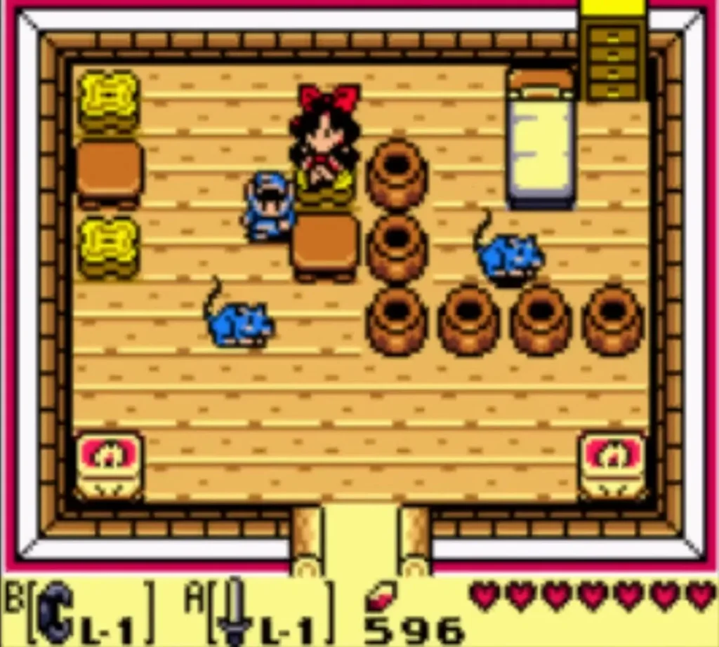 Link leaves the counter as the rupee count drops after paying for the medicine Link leaves the counter as the rupee count drops after paying for the medicine
