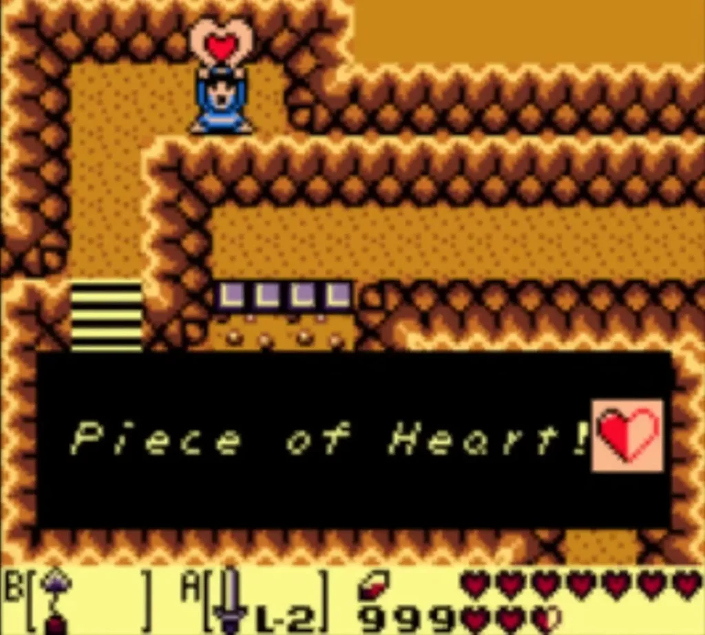 Link holds the Piece of Heart overhead with the Piece of Heart! message fully typed Link holds the Piece of Heart overhead with the Piece of Heart! message fully typed