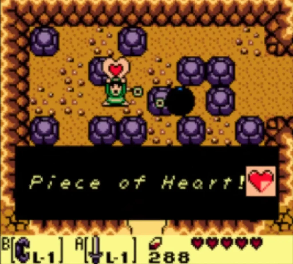 Link holds the Piece of Heart overhead with the Piece of Heart! message fully typed Link holds the Piece of Heart overhead with the Piece of Heart! message fully typed
