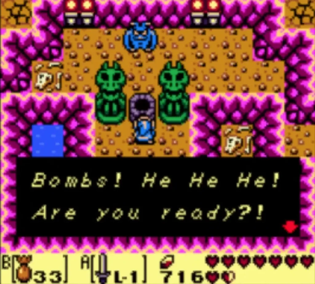 The Mad Batter's message box reads Bombs! He He He! Are you ready?! The Mad Batter's message box reads Bombs! He He He! Are you ready?!