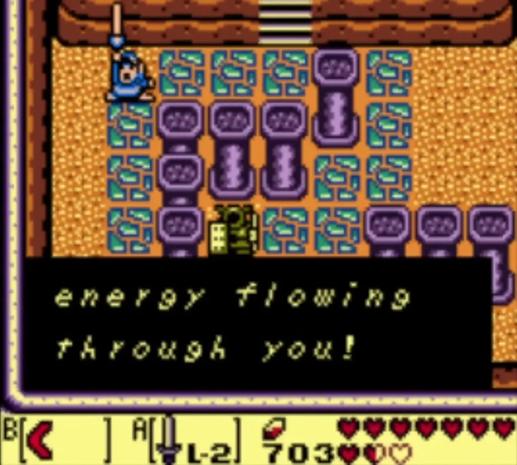 Message box ends energy flowing through you! as Link holds an item overhead Message box ends energy flowing through you! as Link holds an item overhead