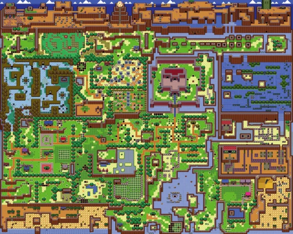 Map of Koholint Island, a 16 by 16 grid of screens Map of Koholint Island, a 16 by 16 grid of screens
