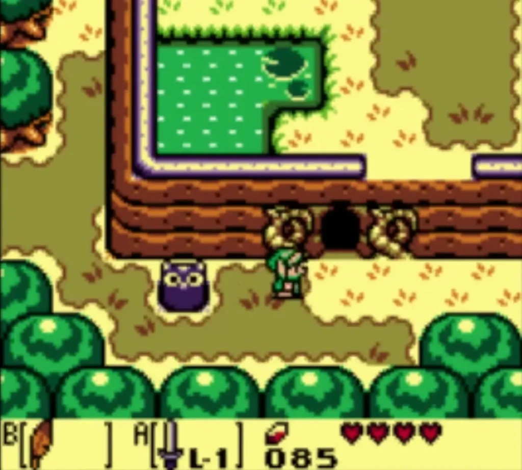 An owl statue in front of the cave to the Moblin Hideout in Goponga Swamp An owl statue in front of the cave to the Moblin Hideout in Goponga Swamp