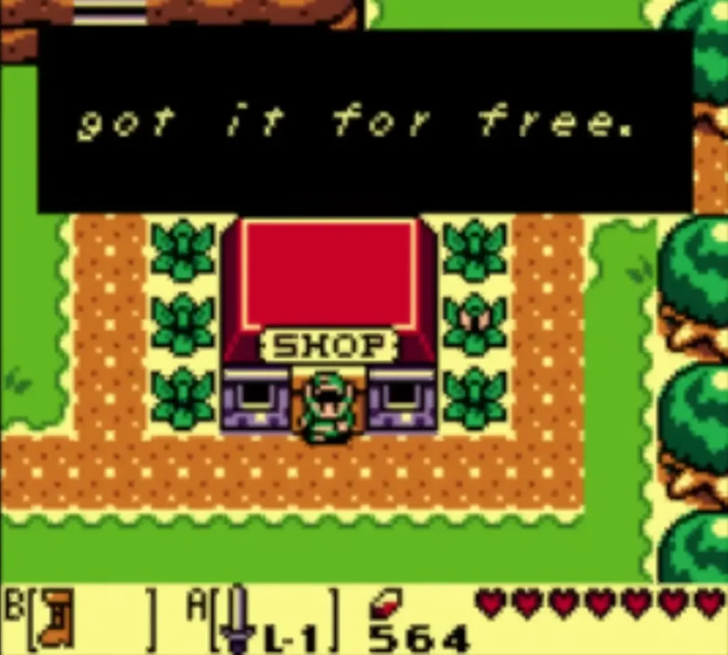 Box ends got it for free. as Link stands outside the Town Tool Shop door