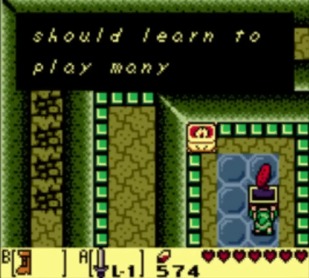 The Ocarina message is fully typed as Link holds the instrument overhead The Ocarina message is fully typed as Link holds the instrument overhead