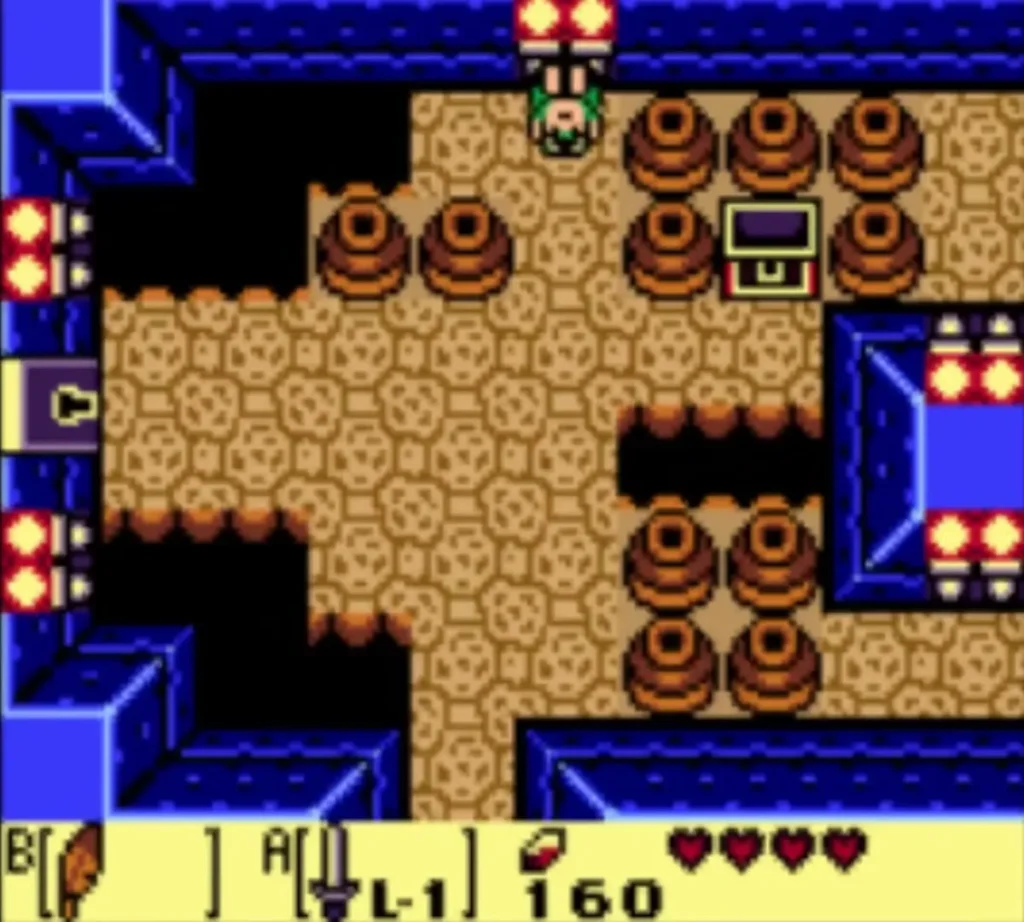 Link in the room north of the Map room after opening the chest, rupee count rising Link in the room north of the Map room after opening the chest, rupee count rising