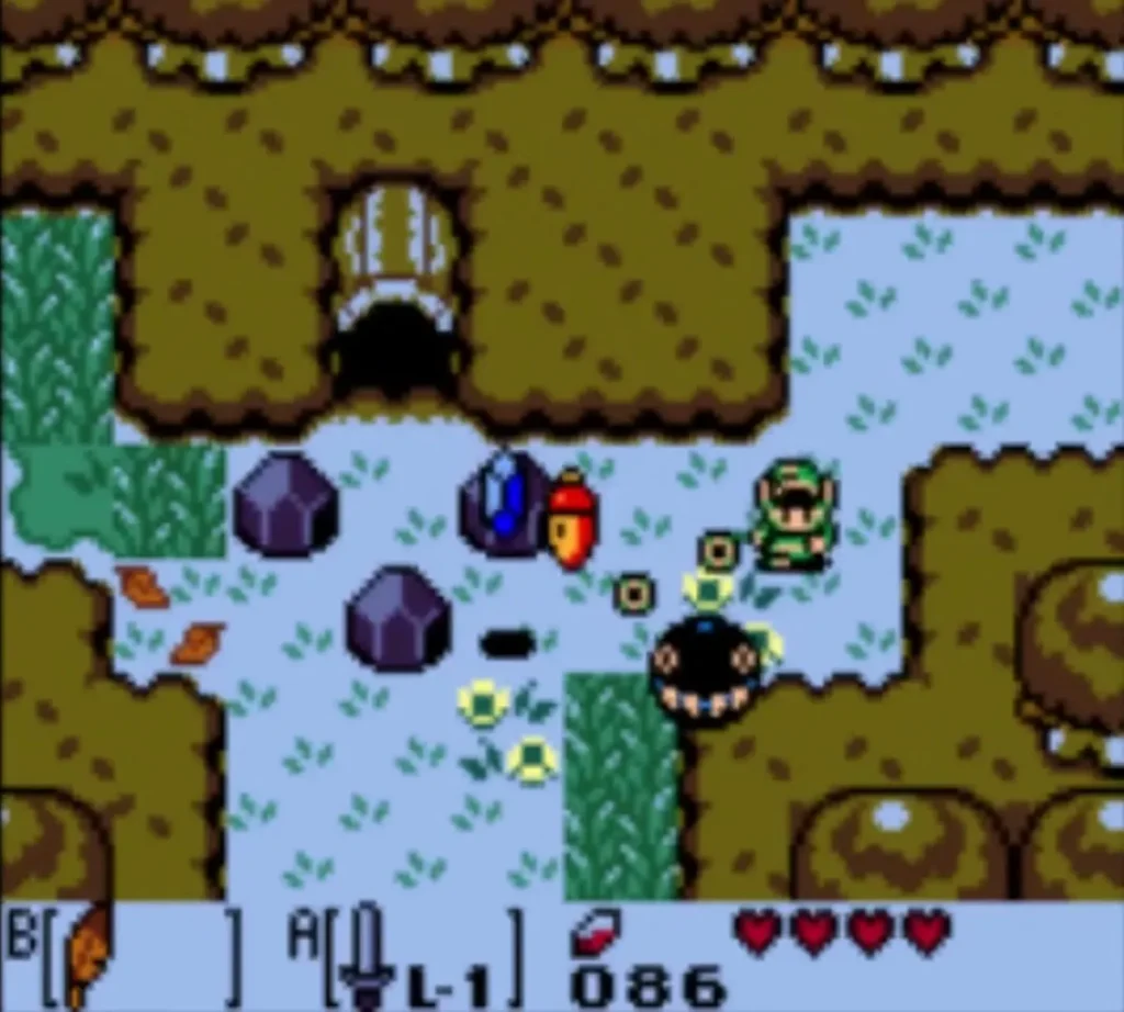 BowWow trailing behind Link on the water path of the forest after the Hideout BowWow trailing behind Link on the water path of the forest after the Hideout