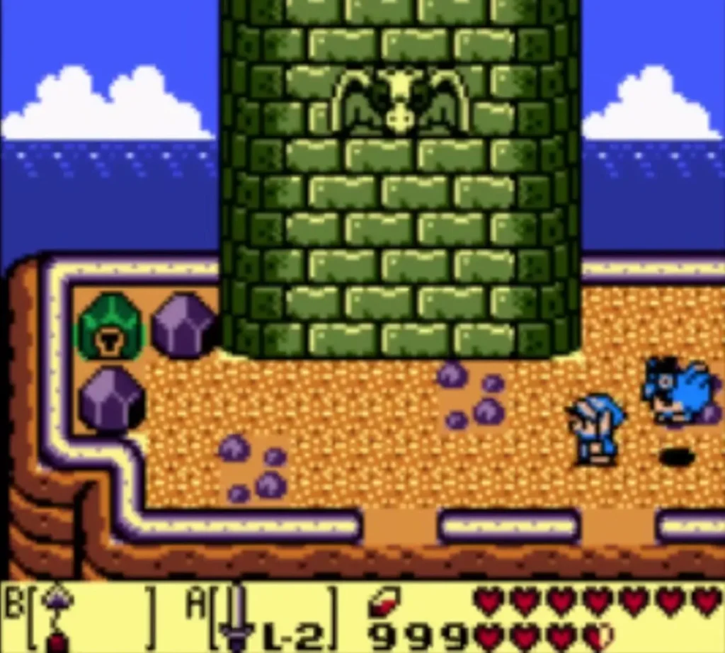 Eagles Tower standing on the cliff with Link and the Rooster below Eagles Tower standing on the cliff with Link and the Rooster below