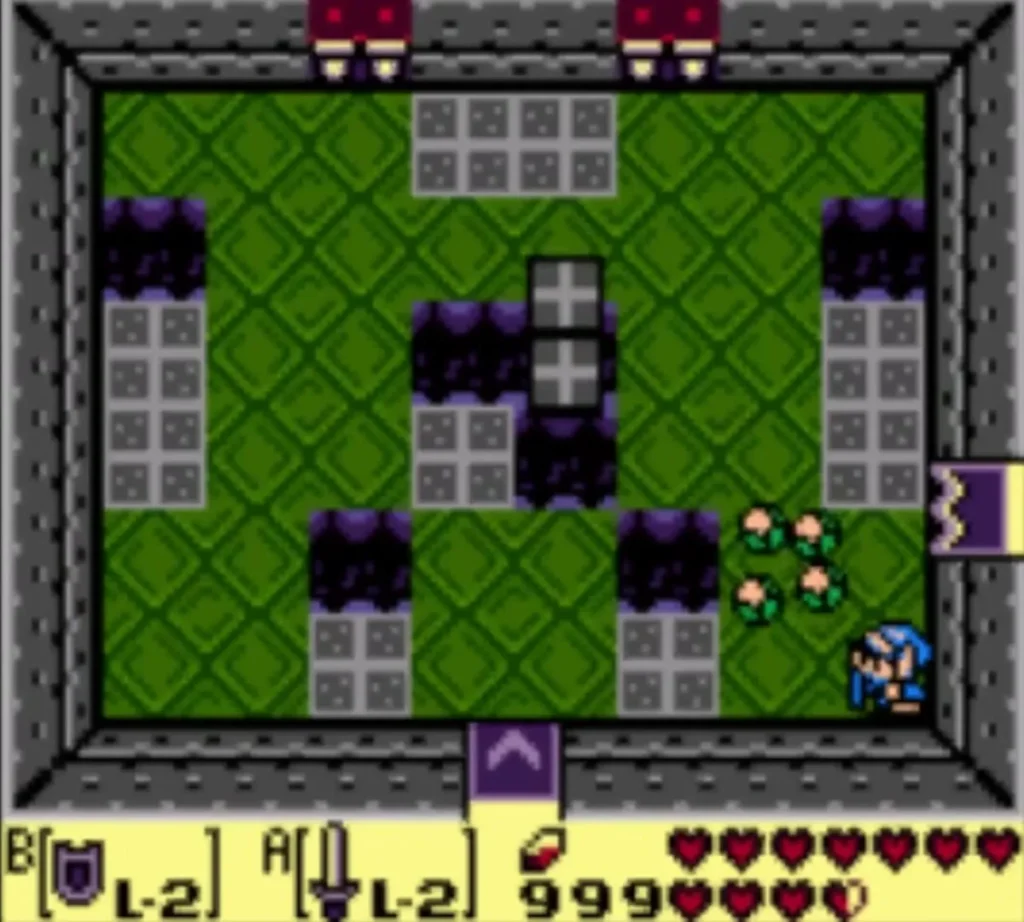 In the Flying Tiles room pits open in the floor while Link stands at the east door In the Flying Tiles room pits open in the floor while Link stands at the east door