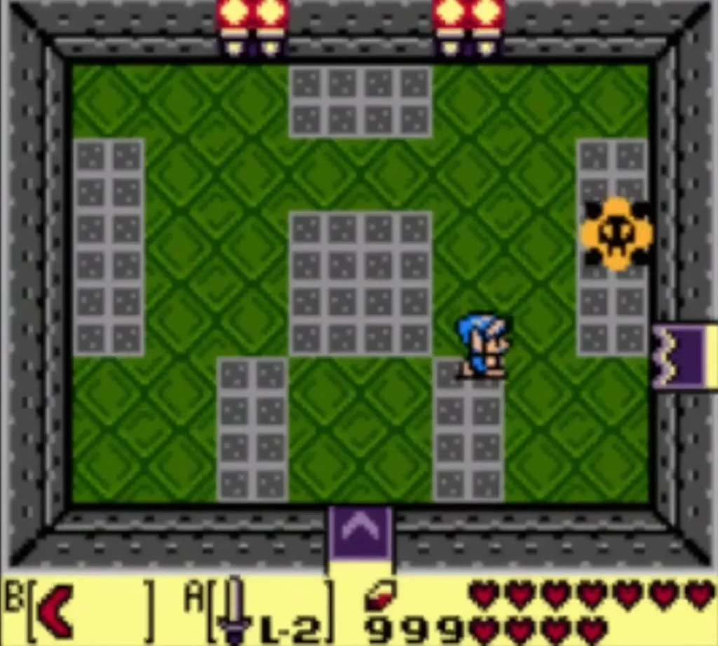 Link in the grey-tiled room with the flying tiles Link in the grey-tiled room with the flying tiles