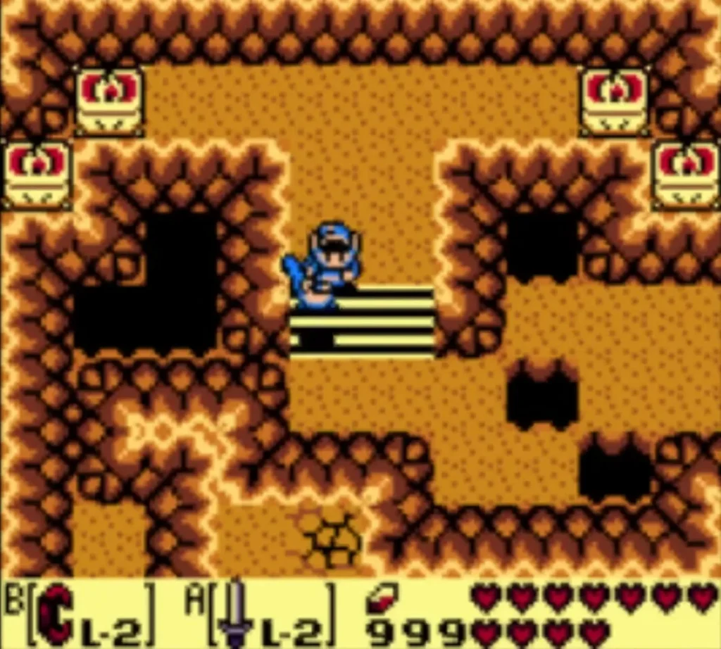 Link standing on the dais stairs after taking the Bird Key Link standing on the dais stairs after taking the Bird Key