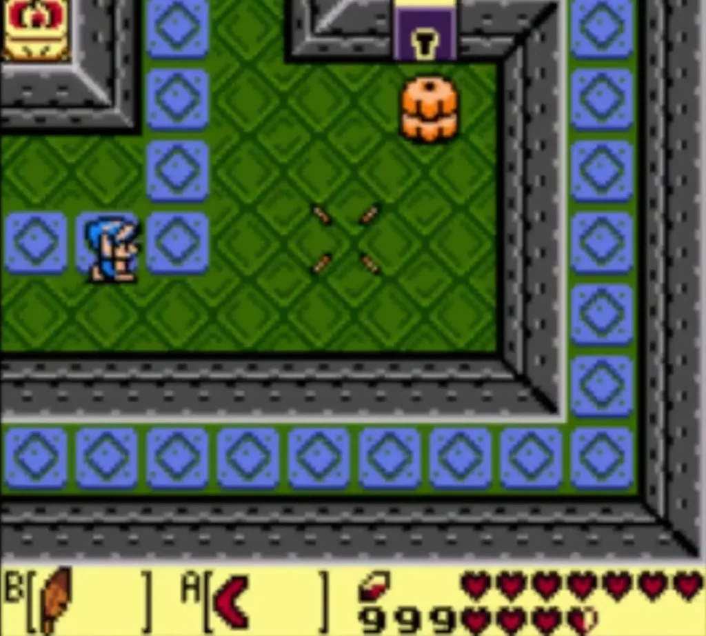 Link in a room of Eagles Tower with spikes on the floor Link in a room of Eagles Tower with spikes on the floor