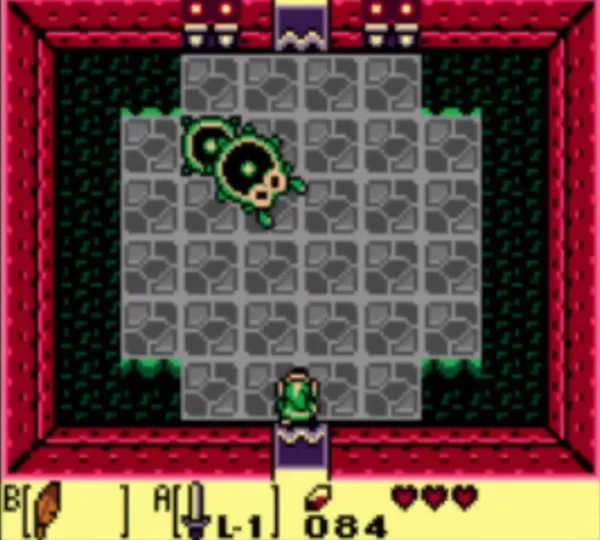Link at the south door of the Moldorm room with the worm already inside Link at the south door of the Moldorm room with the worm already inside