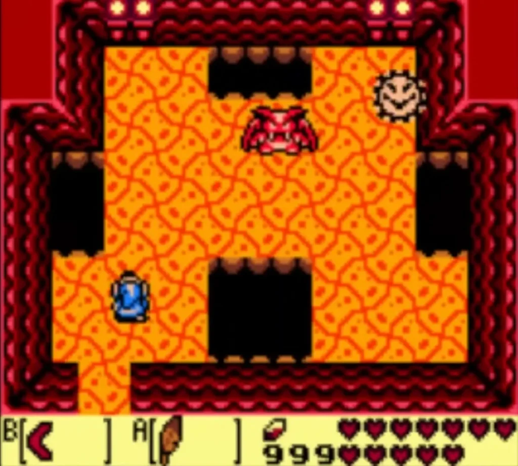 Lava room with a Vire and a Rolling Bones enemy near Link Lava room with a Vire and a Rolling Bones enemy near Link